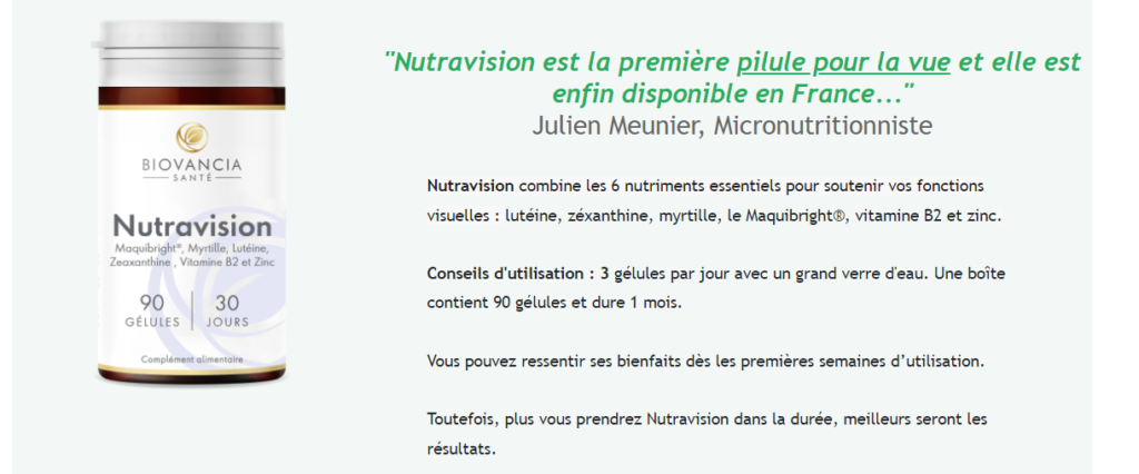 Nutravision Ingrédients